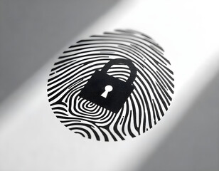 This image has an elegant fingerprint and padlock combination concept. Suitable for security advertisements, data security page banners, etc.