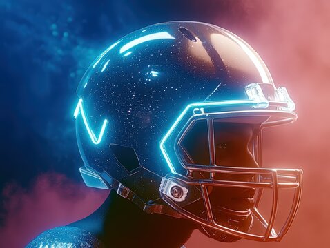 neon color american football Player