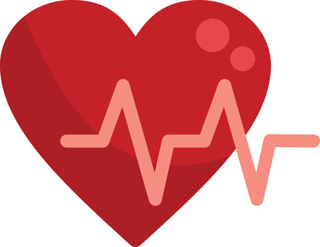 Red heart showing pulse rate symbolizing good health and wellness