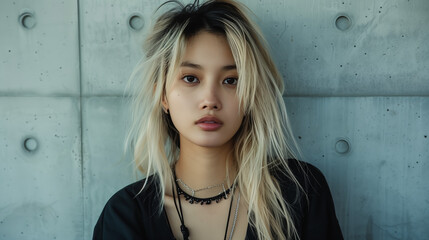 Fototapeta premium 金髪の日本人の女性のファッションモデル