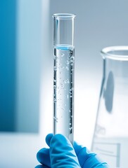 Scientist holding a sample of bacteria in a test tube conducting medical research and healthcare study Doctor wearing gloves examining a legionella sample up close as part of a scientific (21)