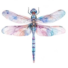 Watercolor illustration of a delicate dragonfly clipart vibrant and detailed