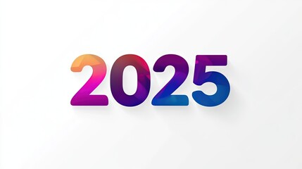 "2025" written in bold font, gradient color on white background, vector style illustration, 