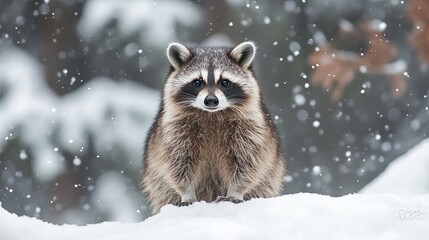 Obraz premium raccoon isolated on winter background
