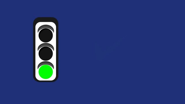animation traffic light on a blue background for education