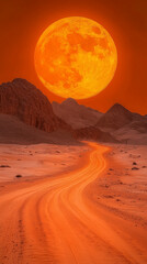 Fototapeta premium Illustration, alien surreal landscape, bright, colorful design, fantasy