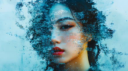 Abstract Portrait with Digital Distortion Effect