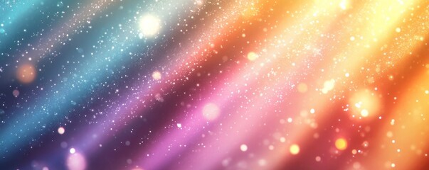 Obraz premium フロアのカラフルな光線と星が特徴的なデジタル背景