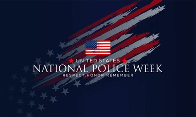 National Police Week. Celebrated in the United States in May. Police Officers Honor and Memorial Day. Poster, card, banner, background design.