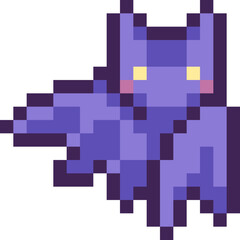 Halloween Bat Pixel 8bit Icon.