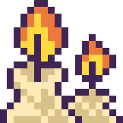 Halloween Candle Pixel 8bit Icon.