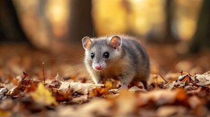 opossum isolated on autumn background