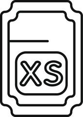 Extra small size clothing tag icon represents the smallest size available for clothing, typically for infants or very petite individuals