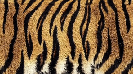 Fototapeta premium A seamless design featuring a realistic tiger skin pattern, capturing the bold, striking stripes and natural texture of the tiger's fur. The pattern is repetitive and continuous,