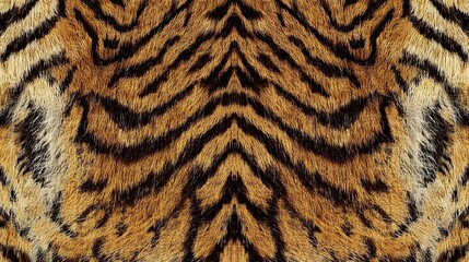 Fototapeta premium A seamless design featuring a realistic tiger skin pattern, capturing the bold, striking stripes and natural texture of the tiger's fur. The pattern is repetitive and continuous,