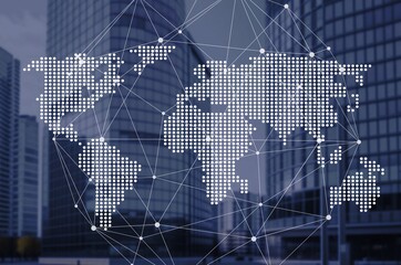 World map with large industry building, © BillionPhotos.com