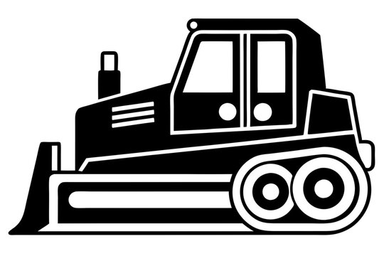 black bulldozer construction vehicle side view clip art preview
