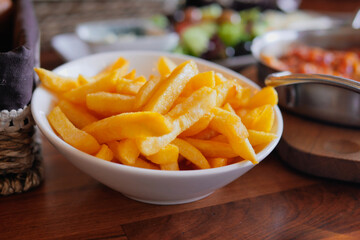 Enjoy our delicious, crispy, and golden French fries exquisitely served in a delightful bowl