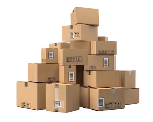 Fototapeta premium The pile of parcel boxes on transparent background 