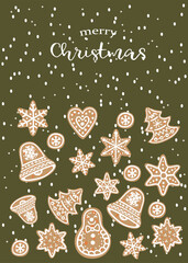 new year christmas card. Vector template with cute elements for design