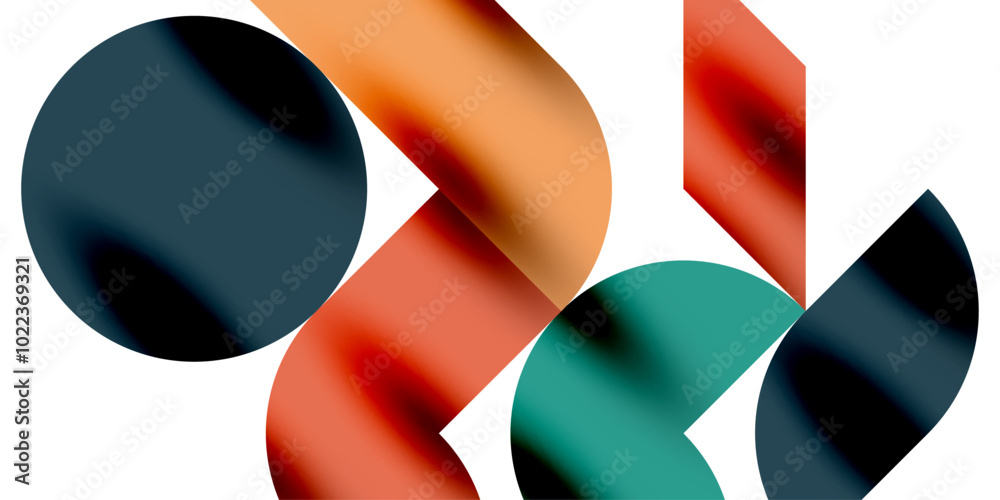Poster Tech minimal circular shapes geometric art. Vector modern circles