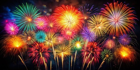Fototapeta premium Abstract Double Exposure Firework Background for Celebrations and Events