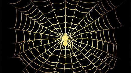 Obraz premium A highquality image of a gold spider web texture creating a creepy and haunted atmosphere, perfect for Halloweenthemed events and designs.