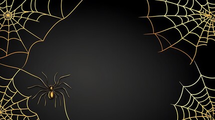 An eyecatching and detailed image of a gold spider web against a dark background, creating a spooky and haunted ambiance perfect for Halloween night.