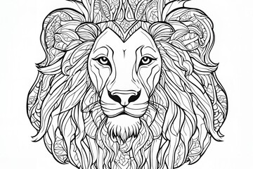 Obraz premium Cute lion coloring page for adult