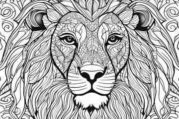 Cute lion coloring page for adult