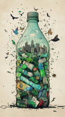 Recycling day. garbage sorting, environmental pollution.