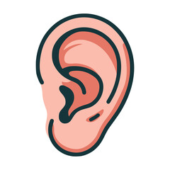 human ear body part hearing flat color vector illustration template design