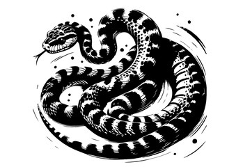 2025年巳年年賀状素材水墨画風