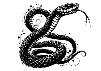 Fototapeta premium 2025年巳年年賀状素材水墨画風