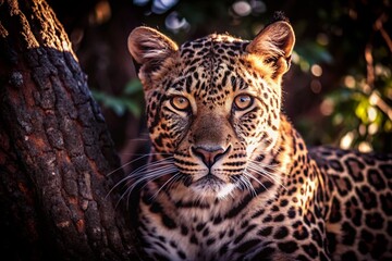 Obraz premium Alert Leopard in Natural Habitat - Stunning Wildlife Photography of Panthera Pardus in South Africa