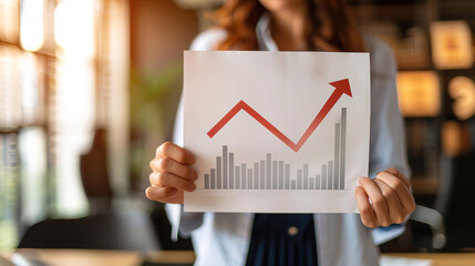 A central bank official standing in a modern office, holding a document with an upward arrow. monetary policy,fiscal policy,economic policy,interest rate fluctuation