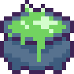 Halloween Cauldron Pixel 8bit Icon.