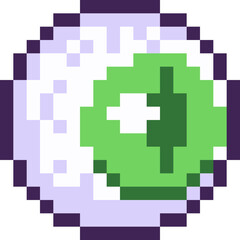 Halloween Eyeball Pixel 8bit Icon.