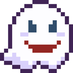 Halloween Little Ghost Pixel 8bit Icon.