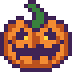 Halloween Pumpkin Pixel 8bit Icon.