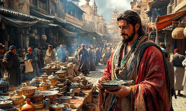 Man in a Crowded Market