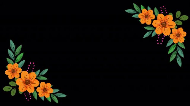 Corner Frame Flowers Animation 4K On Alpha