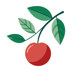 cherries with leaves silhouette vector illustration