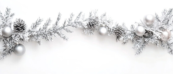 silver garland decoration for christmas. silver garland decoration on white background
