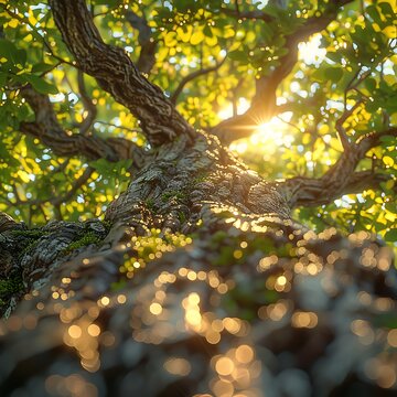 Jenipapo fruit tree with ripe and green leaves in sunlight.