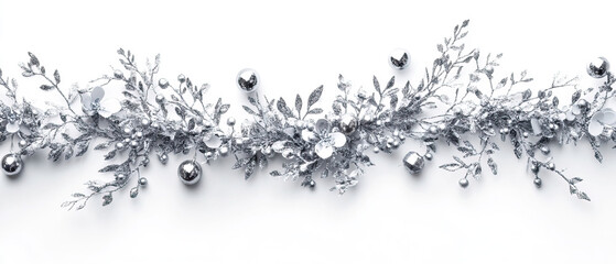 Obraz premium silver garland decoration on white background