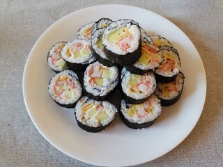 sushi rolls on a plate