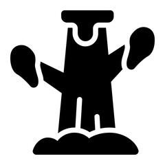 Winter tree glyph icon representing snow-covered tree during cold season