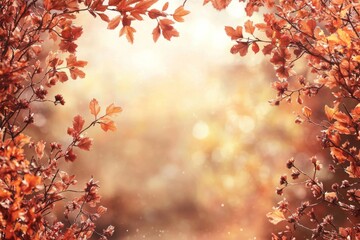 Fototapeta premium Fallen Leaves Season Background created with Generative AI