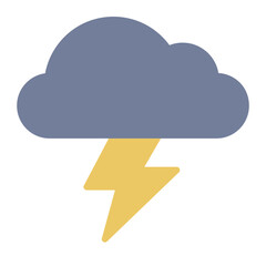 Thunder flat icon symbolizing lightning, power, and stormy weather